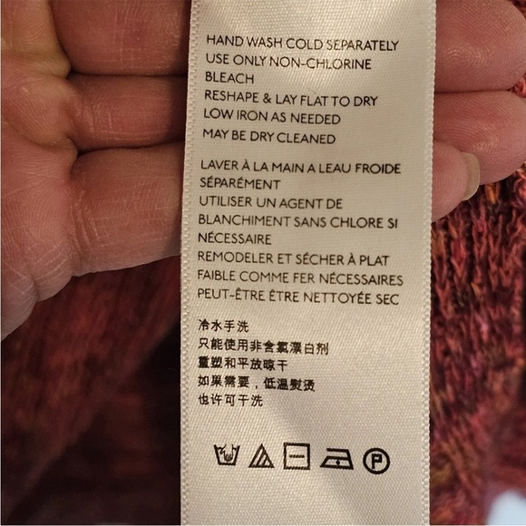 Free People Prism Space Dye Oversized Sweater Cotton Linen Blend Coral Hues Sz S - Picture 9 of 12